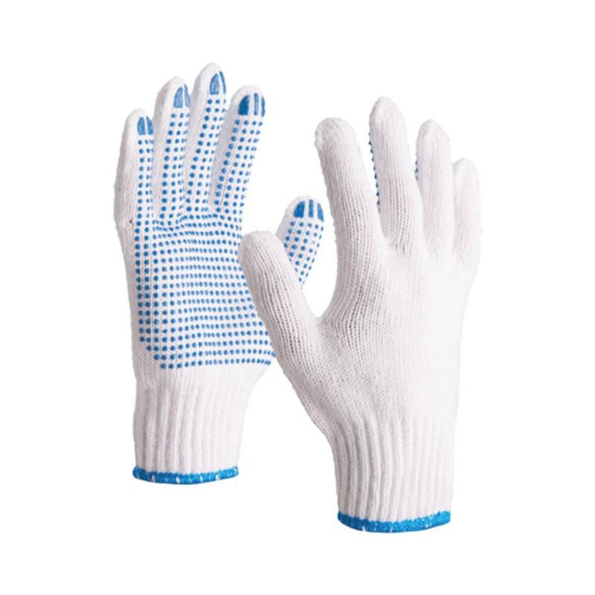 NOTRE SELECTION Gants tricoté en polycoton picots PVC TP169 blanc bleu T9 DELTA PLUS TP16909