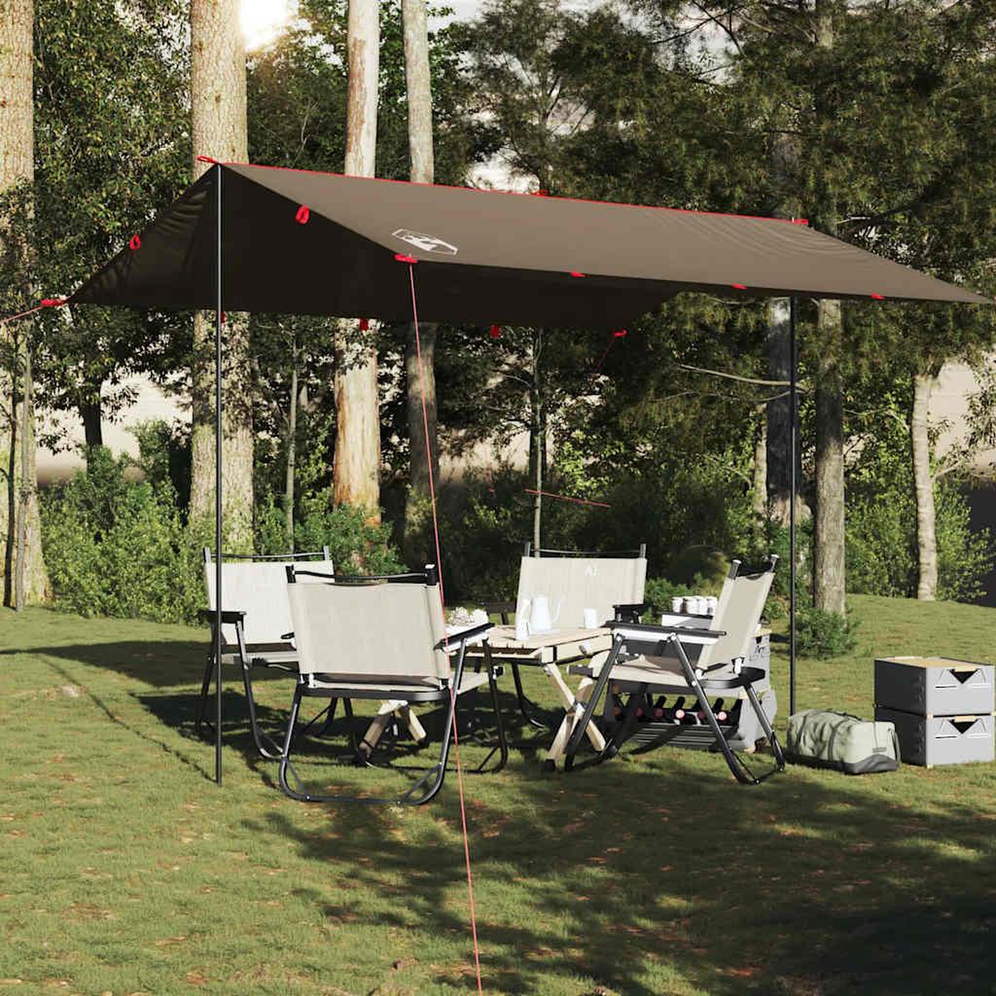 Voir la diapositive 3 : VIDAXL Bache de camping marron 366x306 cm impermeable