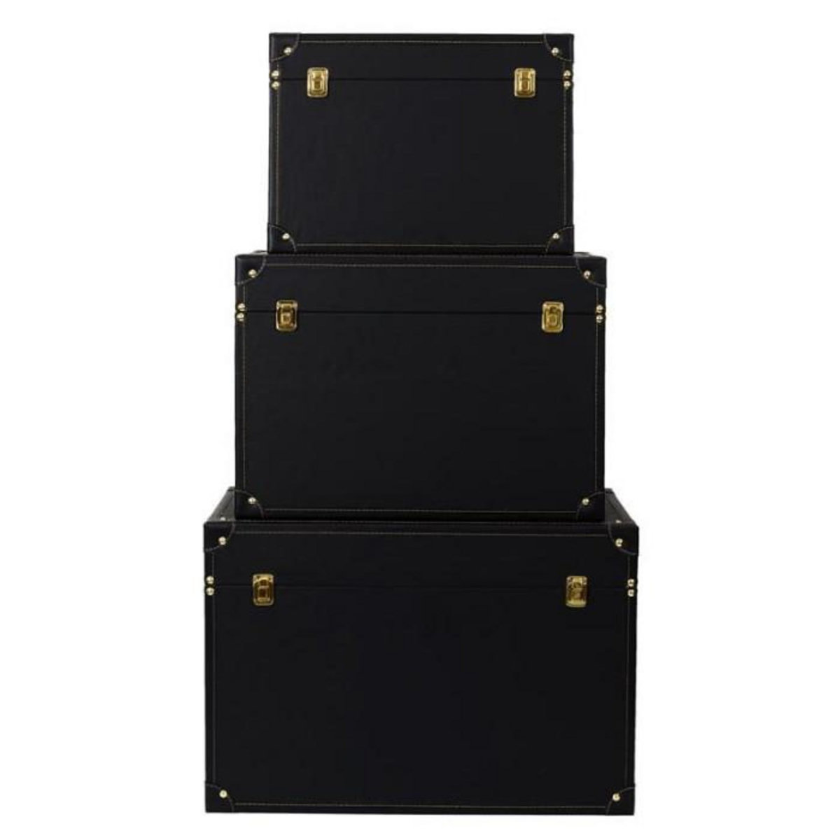 Paris Prix Lot de 3 Malles Déco  Orya  56cm Noir & Or