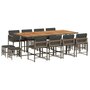 Voir la diapositive 2 : VIDAXL Ensemble a manger de jardin coussins 13 pcs gris resine tressee