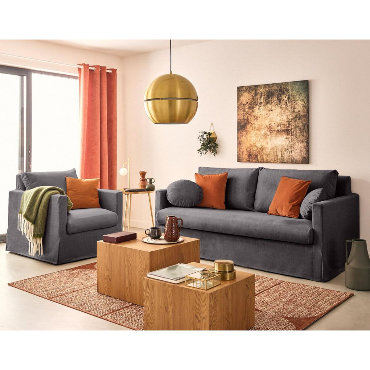 LISA DESIGN Serena - fauteuil déhoussable en velours