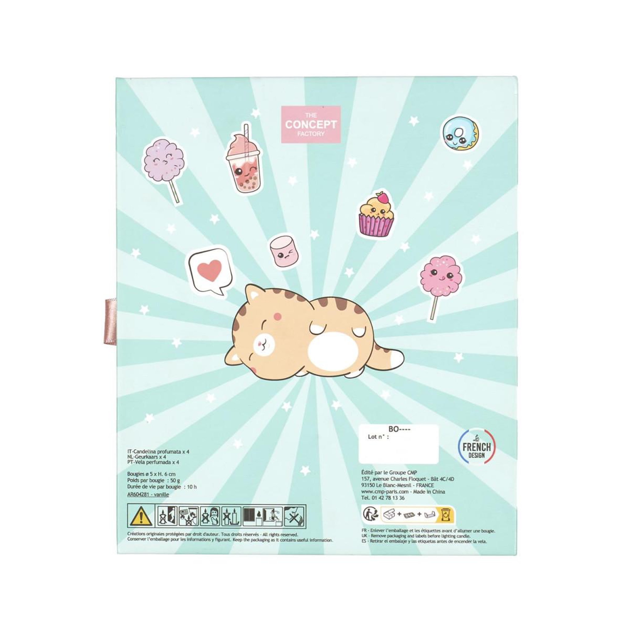Voir la diapositive 3 : The concept Factory Coffret 4 bougies parfumées  kawaii  19cm guimauve