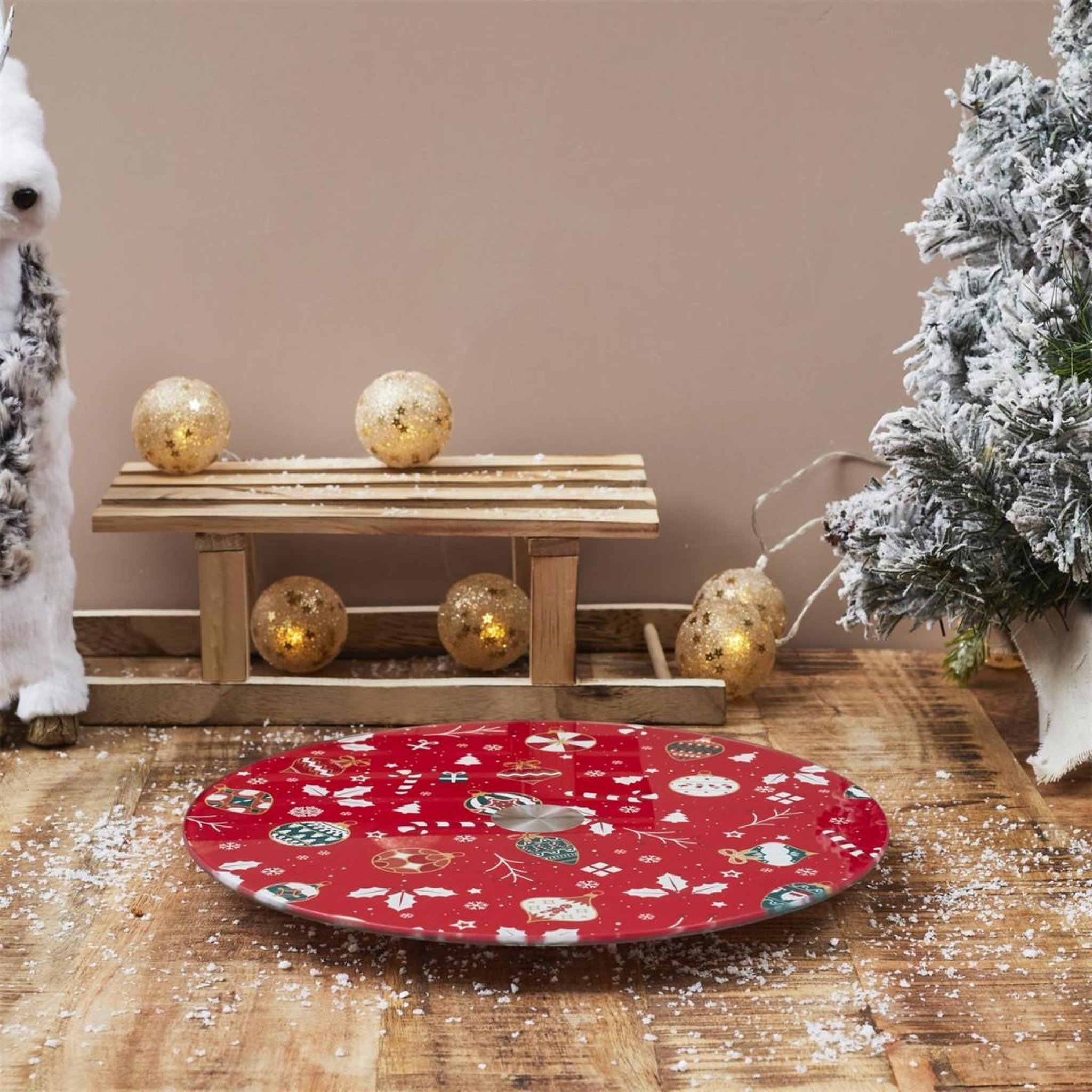 Voir la diapositive 3 : The Home Deco Factory Plateau de présentation tournant  noël  28cm rouge