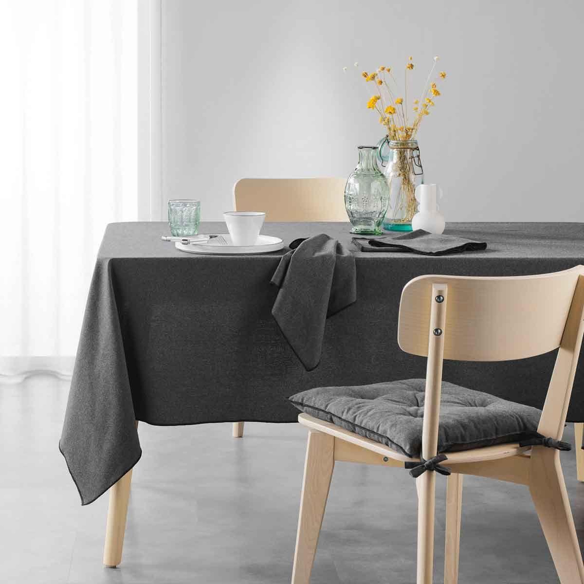 Voir la diapositive 3 : Douceur d'Intérieur Lot de 3 serviettes de table  mistraline  40x40cm anthracite