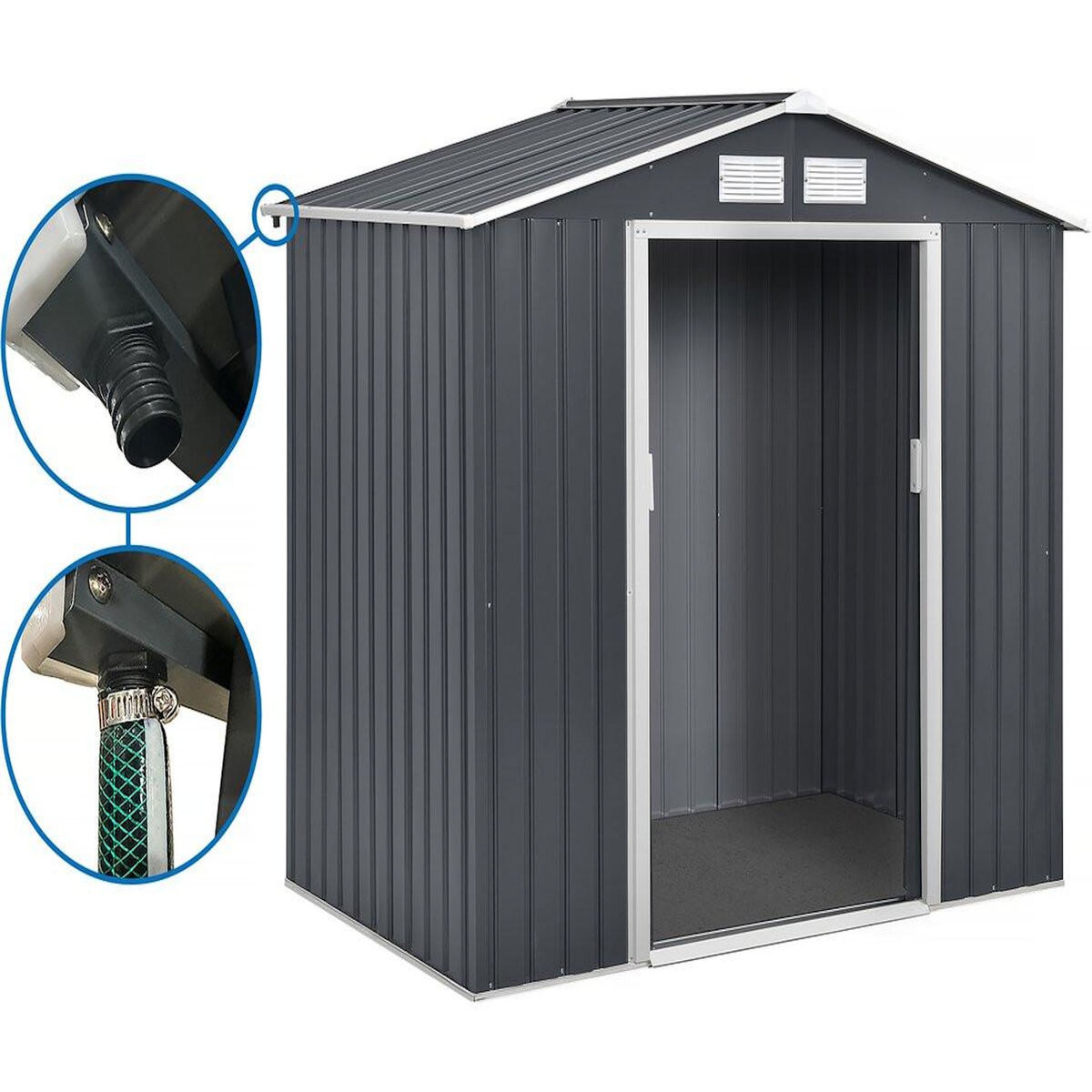 Habitat et Jardin Abri de jardin en métal  Vegas  5.29 m² avec gouttière - Gris