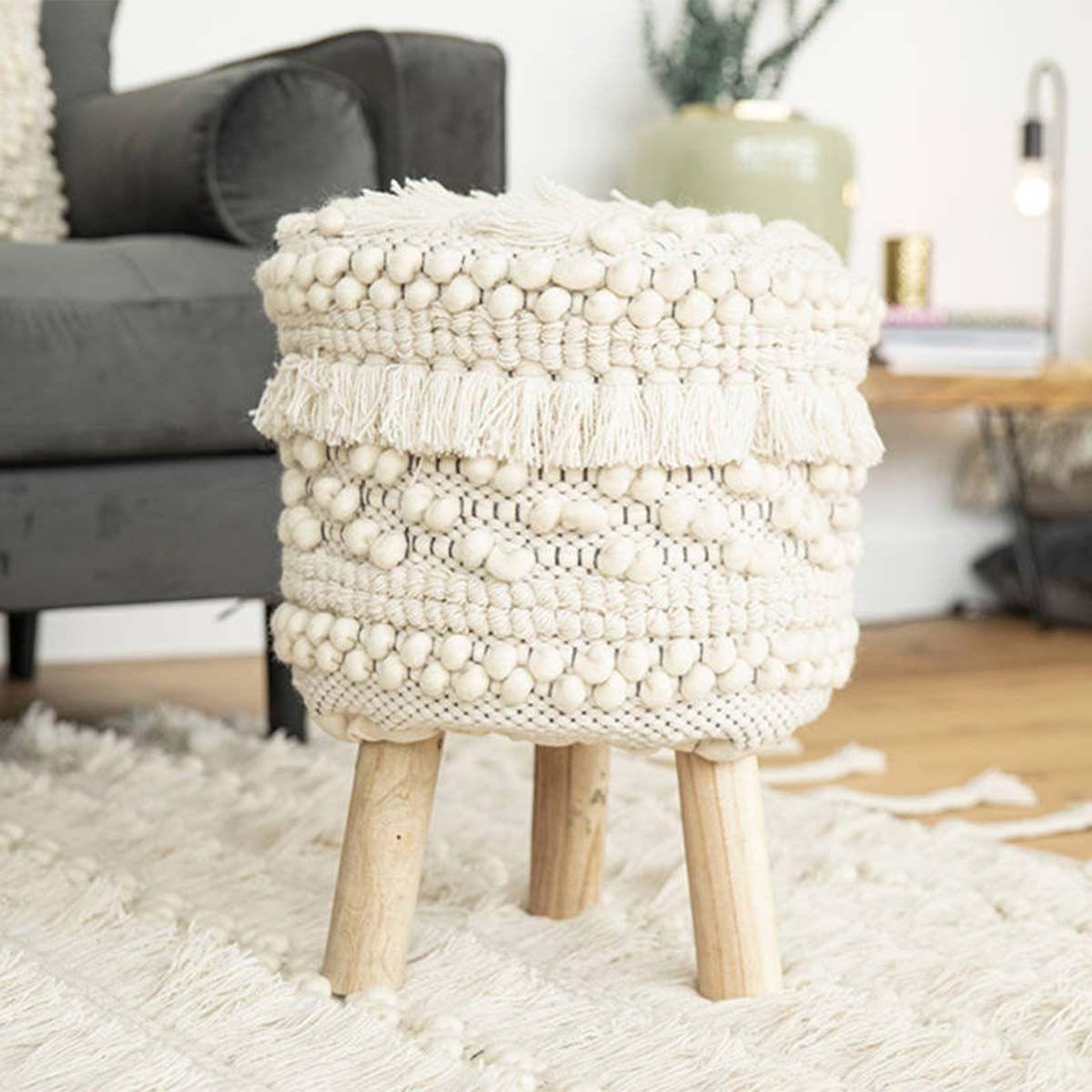 Voir la diapositive 4 : Paris Prix Tabouret bohème fait à la main  bohist iii  50cm naturel