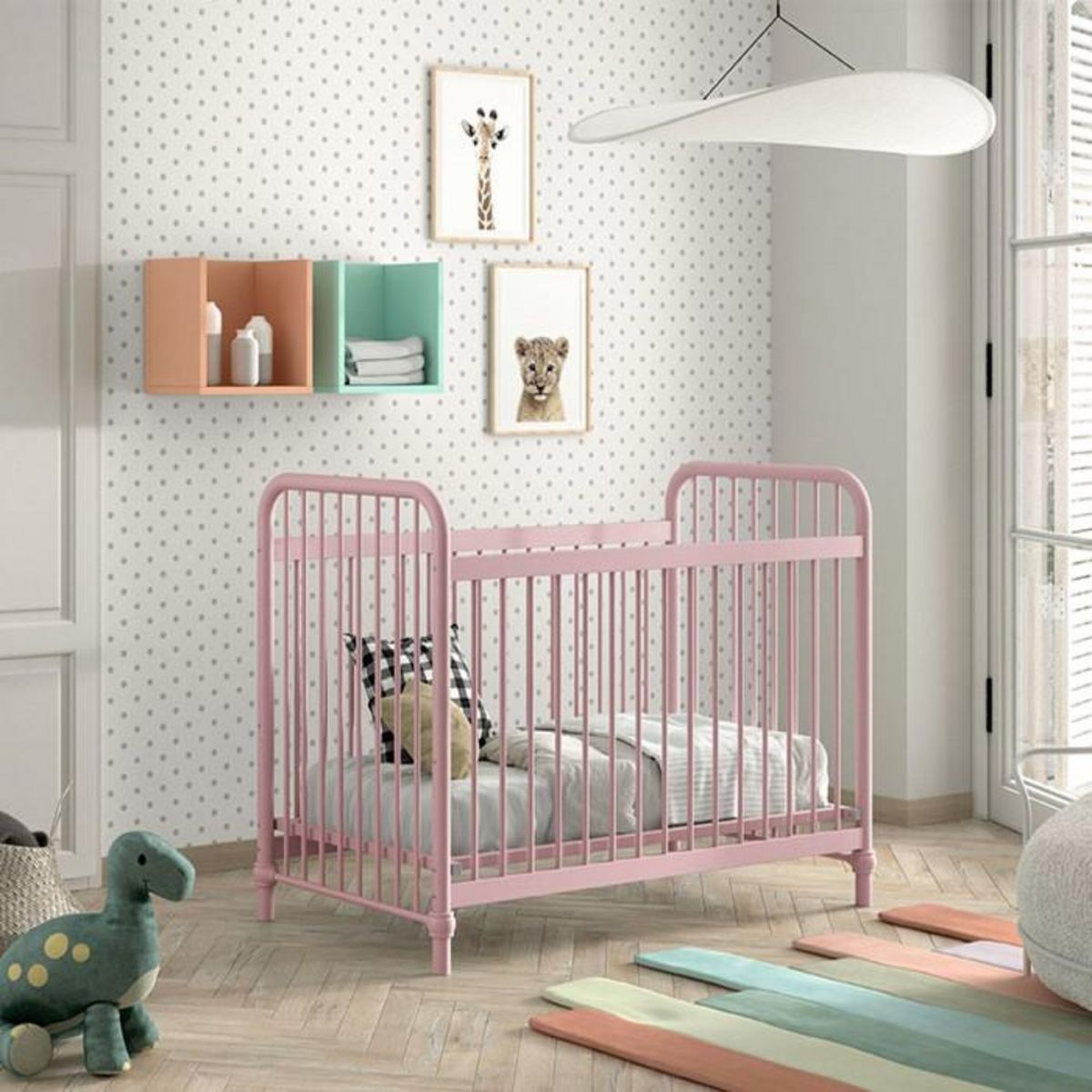 Paris Prix Lit Bébé  Bronxx  60x120cm Rose Mat