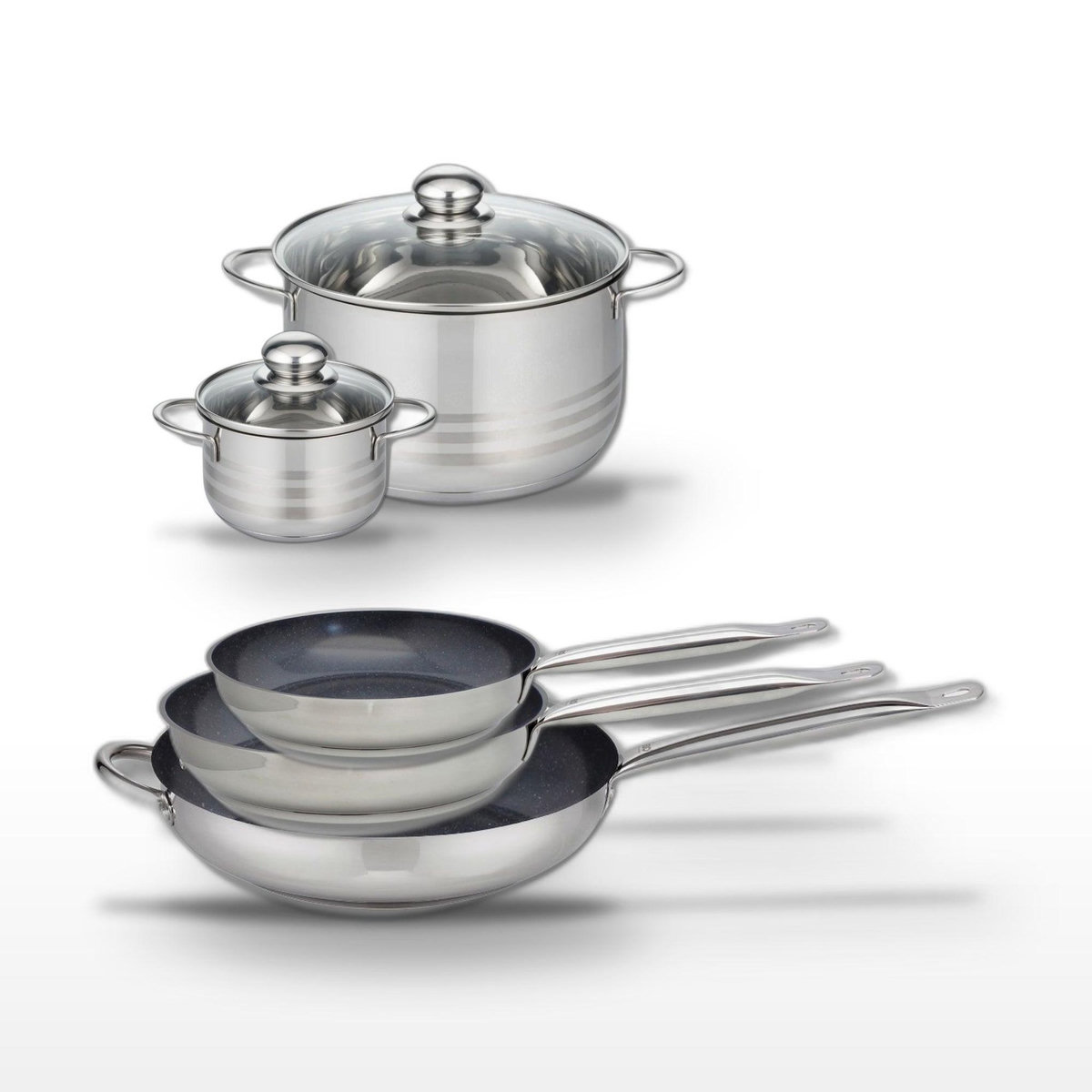 ELO Lot de 3 Poêles 24/28/32 cm Elo Profi Therm Platinum et 2 Faitouts 12/24 cm Elo