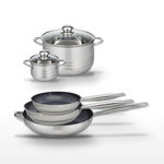 ELO Lot de 3 Poêles 24/28/32 cm Elo Profi Therm Platinum et 2 Faitouts 12/24 cm Elo