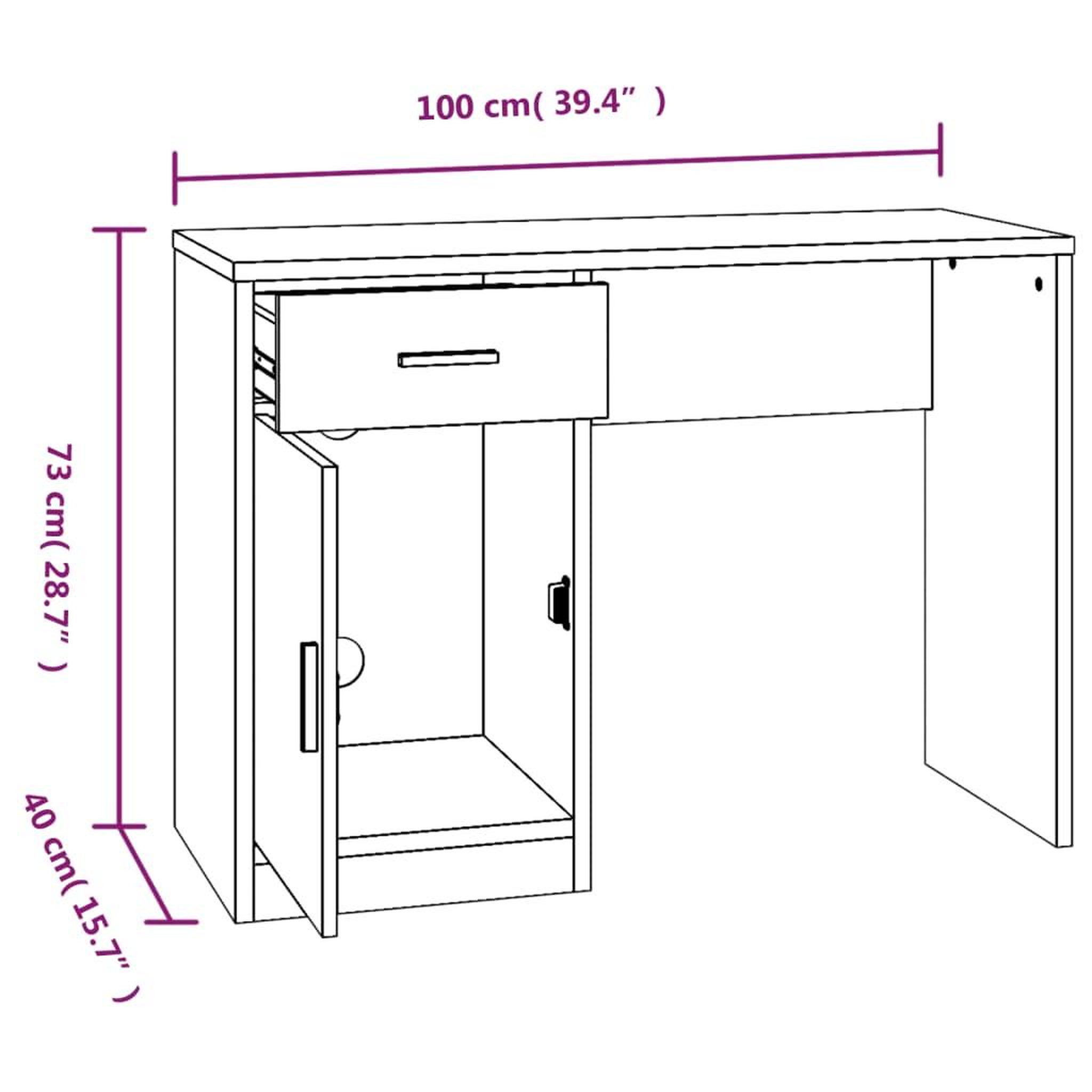 Voir la diapositive 6 : VIDAXL Bureau avec tiroir et armoire Chene marron 100x40x73 cm