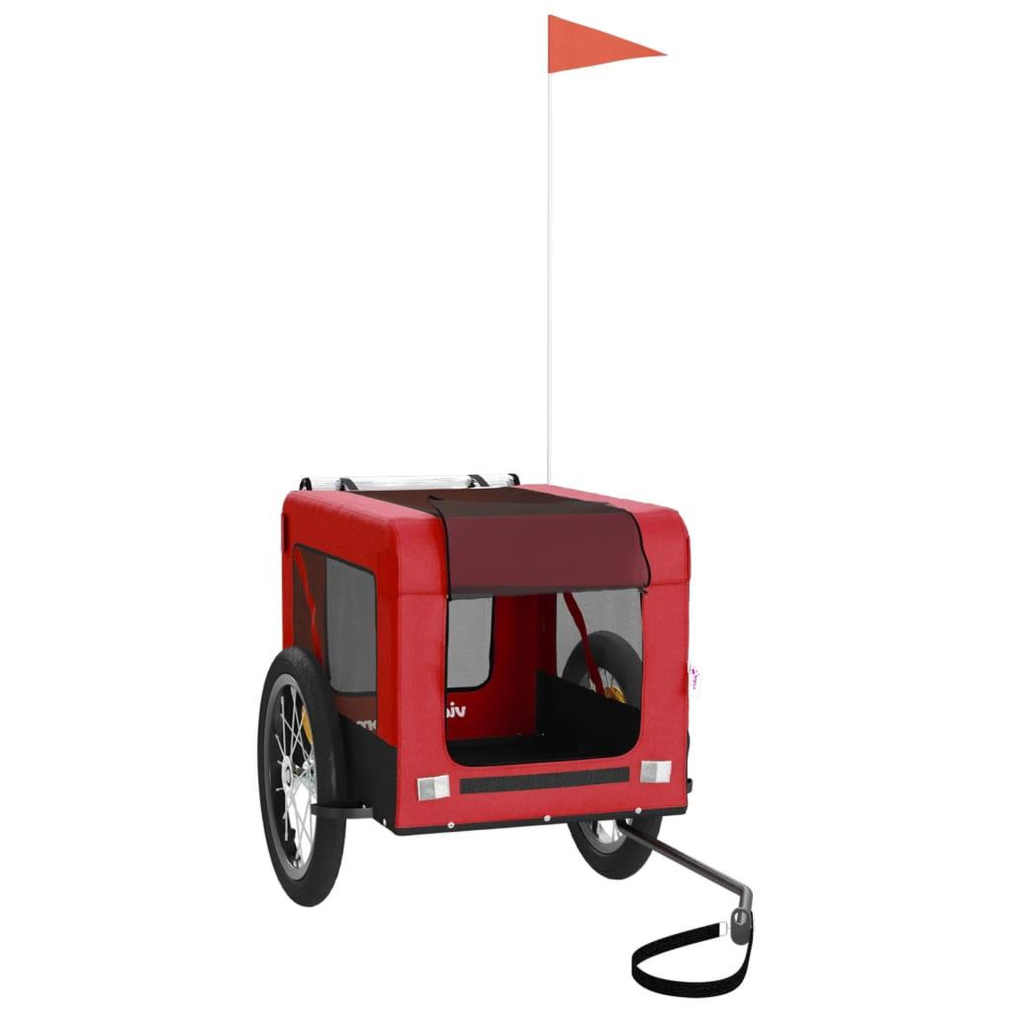 Voir la diapositive 3 : VIDAXL Remorque de velo pour animaux de compagnie rouge et noir