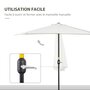 OUTSUNNY Demi parasol, parasol de balcon 5 entretoises métal polyester 2,69L x 1,38l x 2,36H m crème