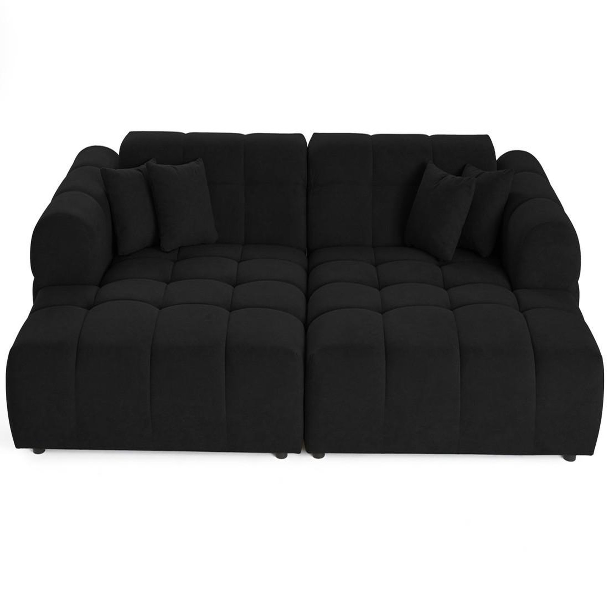 Voir la diapositive 3 : BEST MOBILIER Ray - canapé droit 4 places avec double méridienne - assise profonde - en tissu texturé