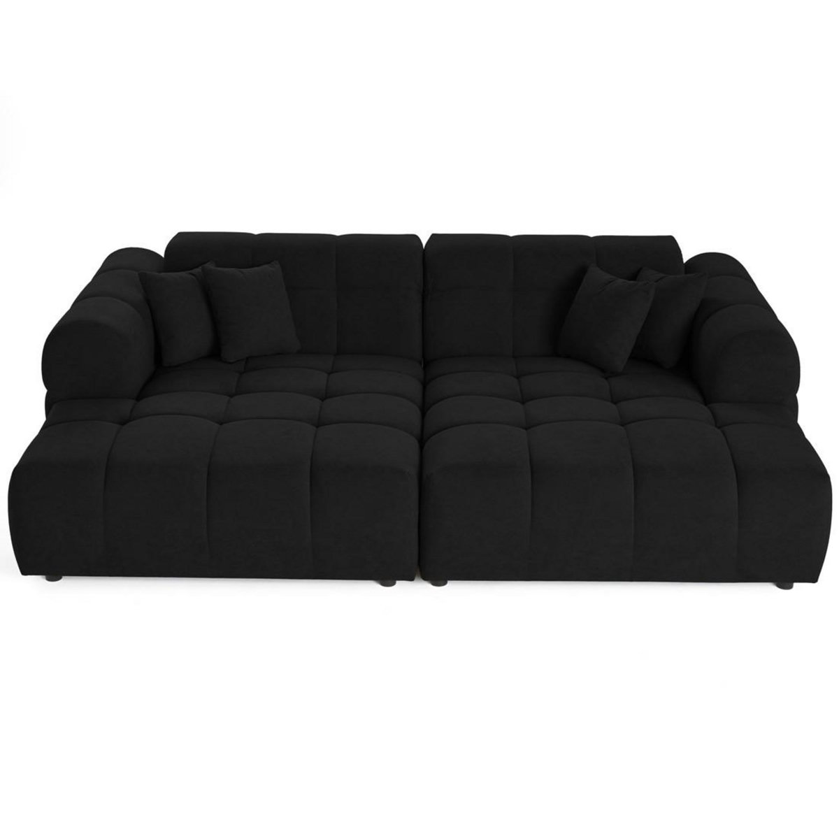 LISA DESIGN Ray - canapé droit 4 places avec double méridienne - assise profonde - en tissu texturé