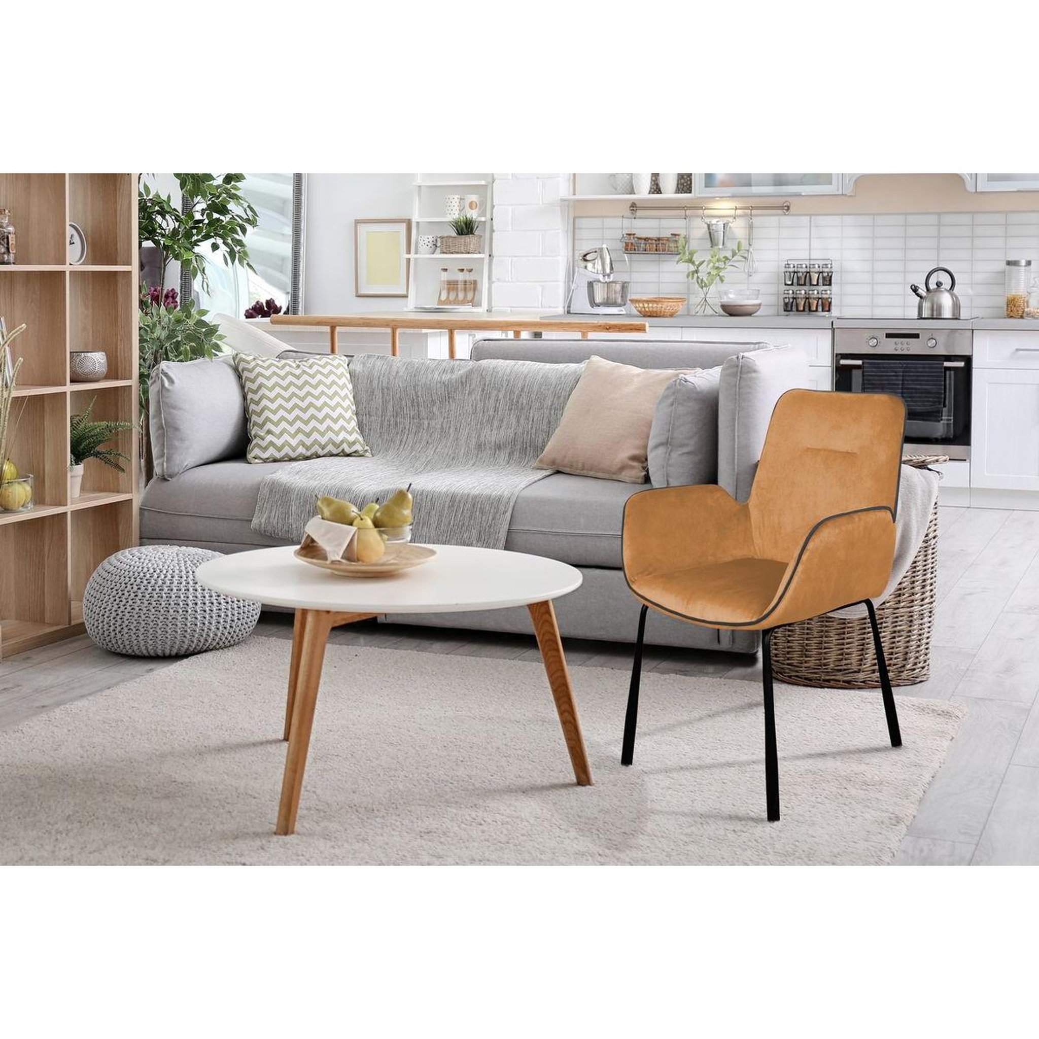 Voir la diapositive 2 : Paris Prix Chaise design en velours  eliot  87cm sable