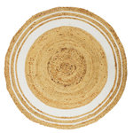 TOILINUX Tapis rond en Jute et coton. Coloris disponibles : Blanc, Noir