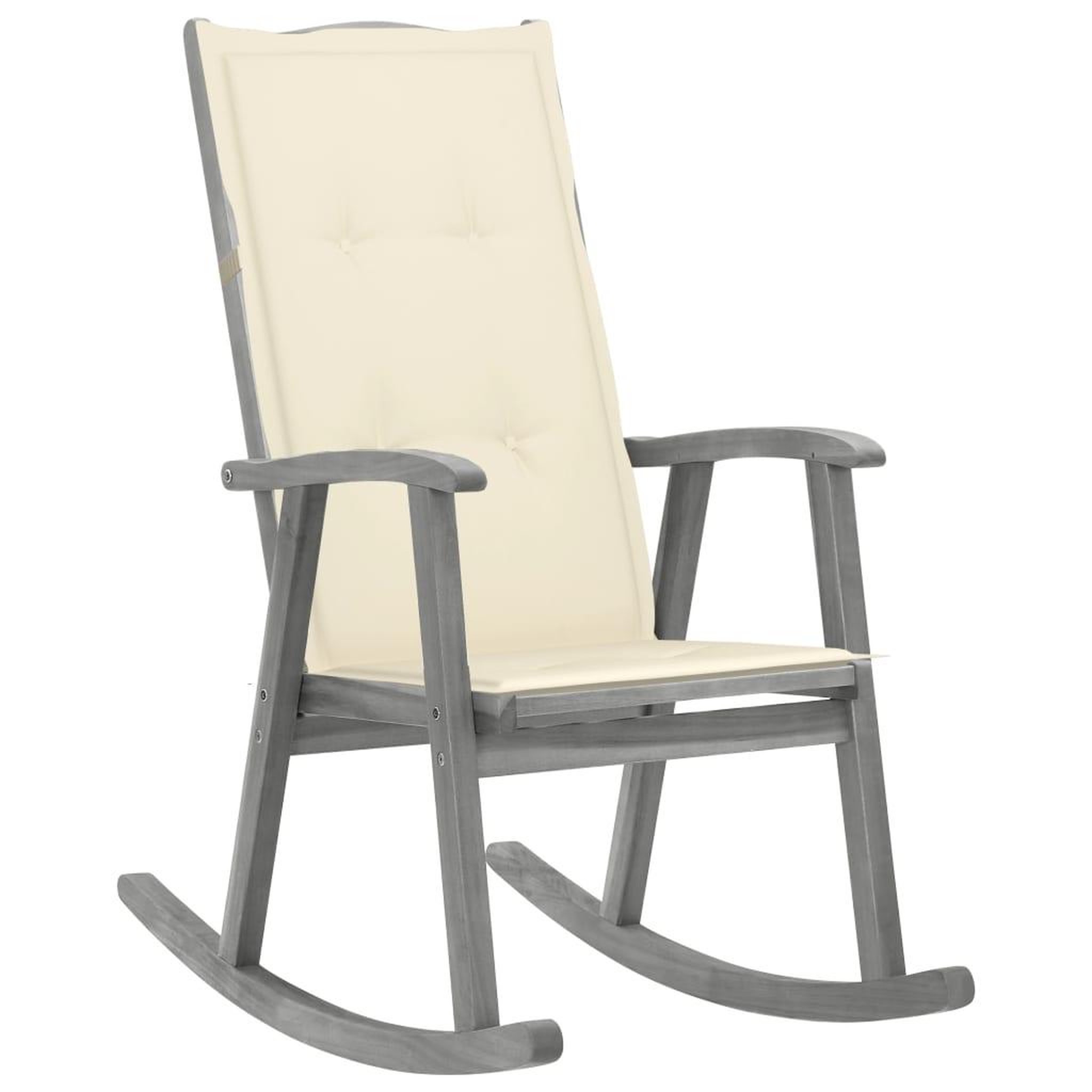 VIDAXL Chaise a bascule avec coussins Gris Bois d'acacia massif