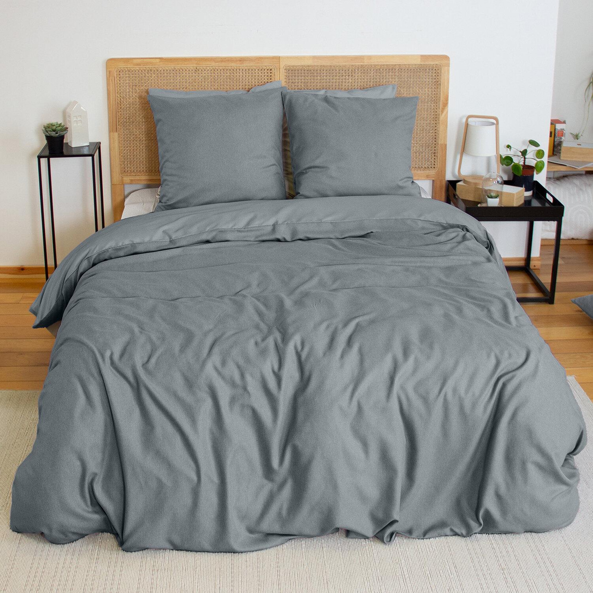 Voir la diapositive 1 : Home collection Parure housse de couette 100% microfibre effet flanelle