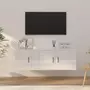 VIDAXL Ensemble de meubles TV 2 pcs blanc brillant bois d'ingenierie