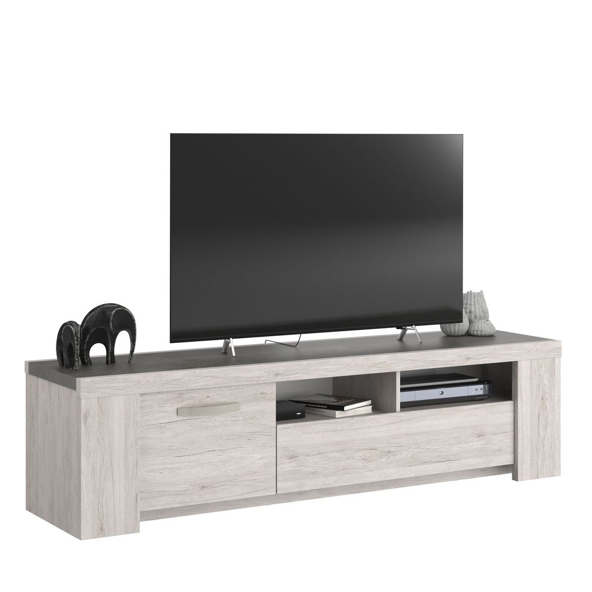 Meuble TV 1 porte 1 tiroir 2 niches de rangementL183 x H48 x P47cm MEL