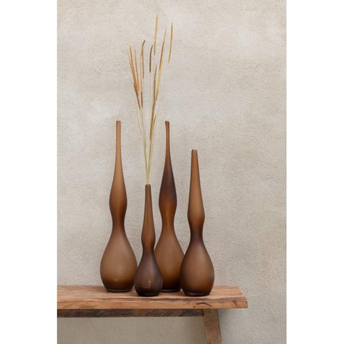 Paris Prix Lot de 3 Vases en Verre  Yoko  64cm Marron