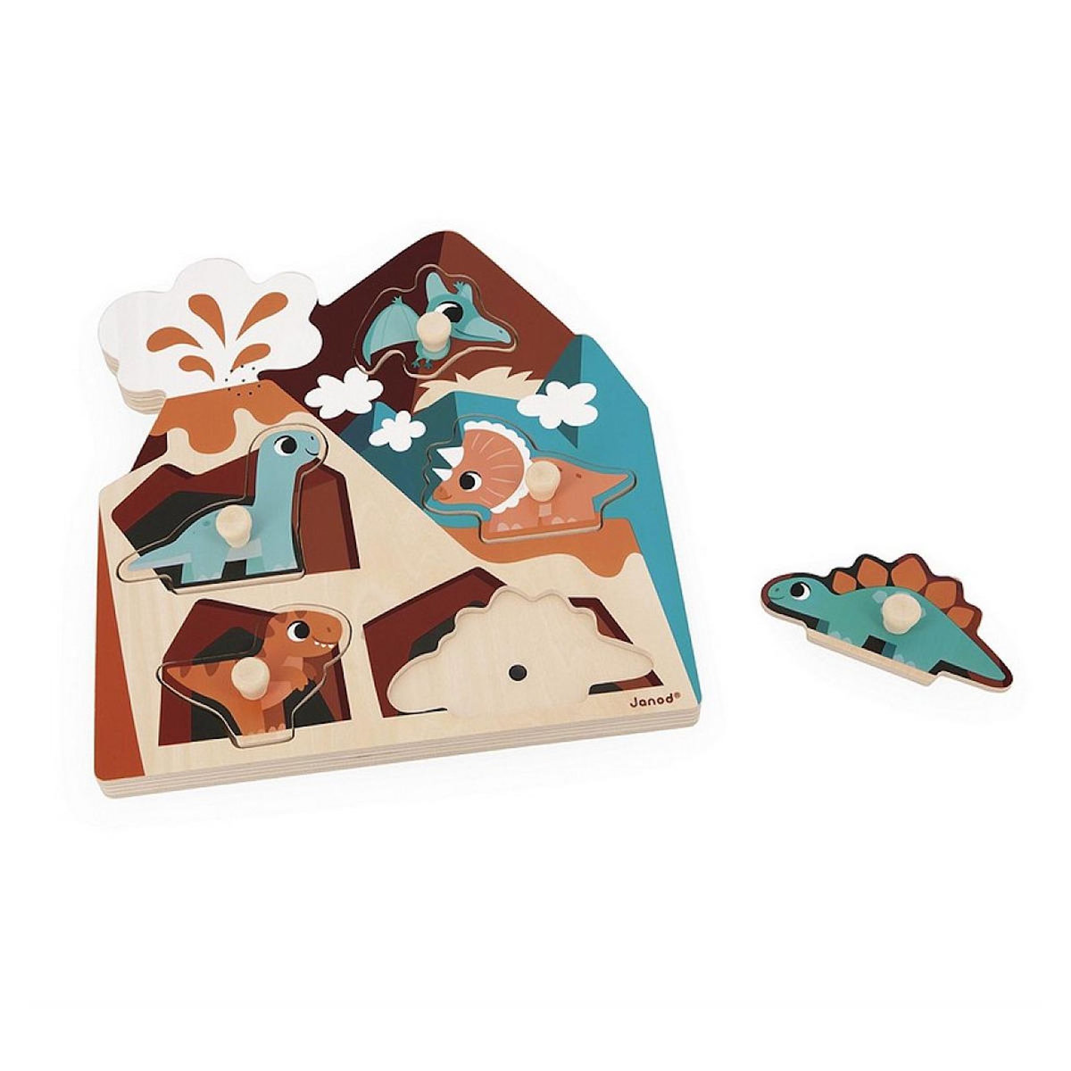 Juratoys-Janod Puzzle encastrement Sonore Dino - 5 pcs