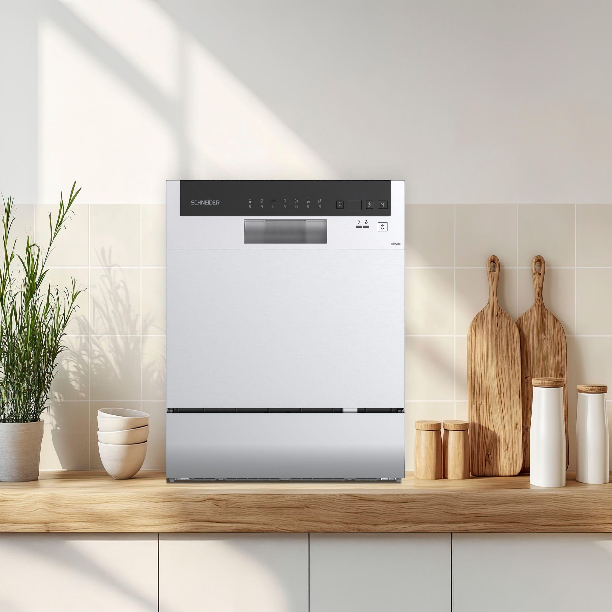 Voir la diapositive 2 : SCHNEIDER Lave-vaisselle mini 6 couverts Silver - SCDW649-S