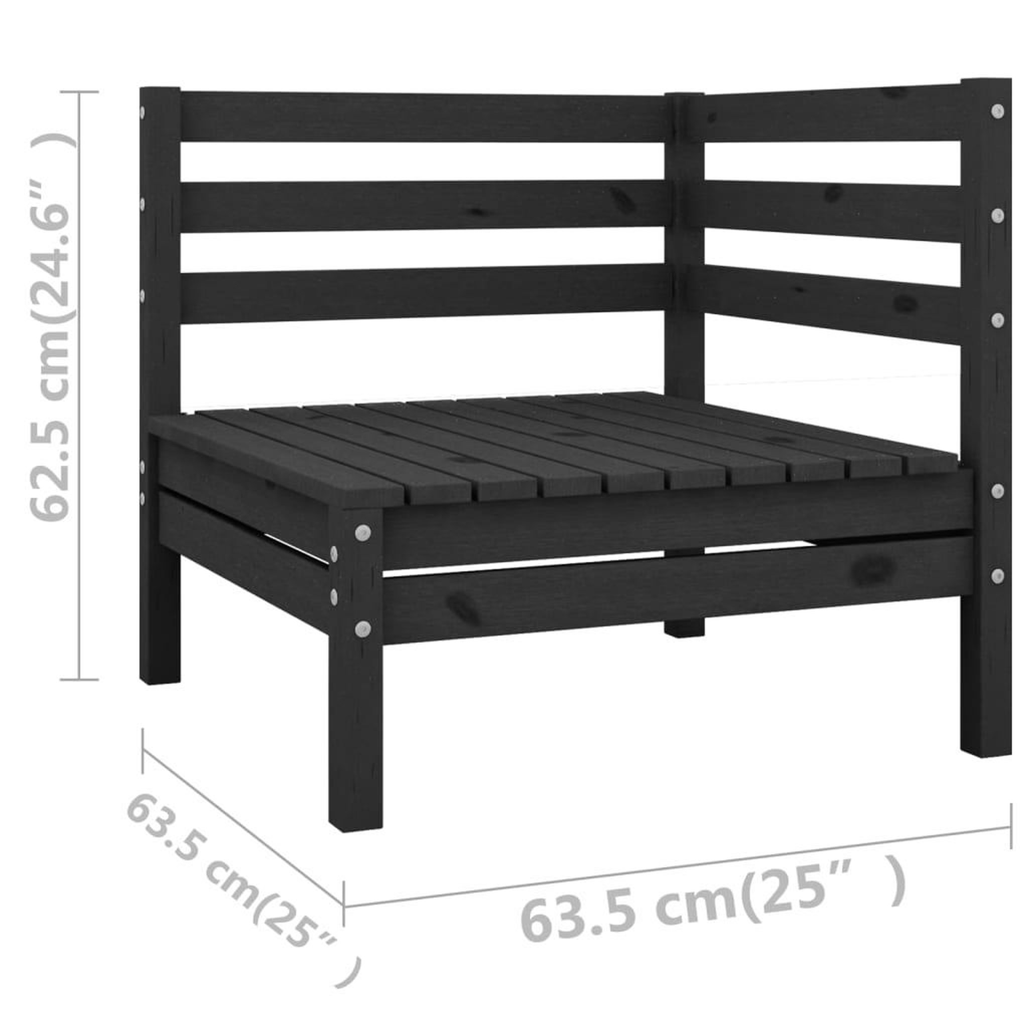 Voir la diapositive 6 : VIDAXL Salon de jardin 5 pcs Noir Bois de pin massif