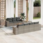 VIDAXL Salon de jardin 8 pcs avec coussins gris resine tressee