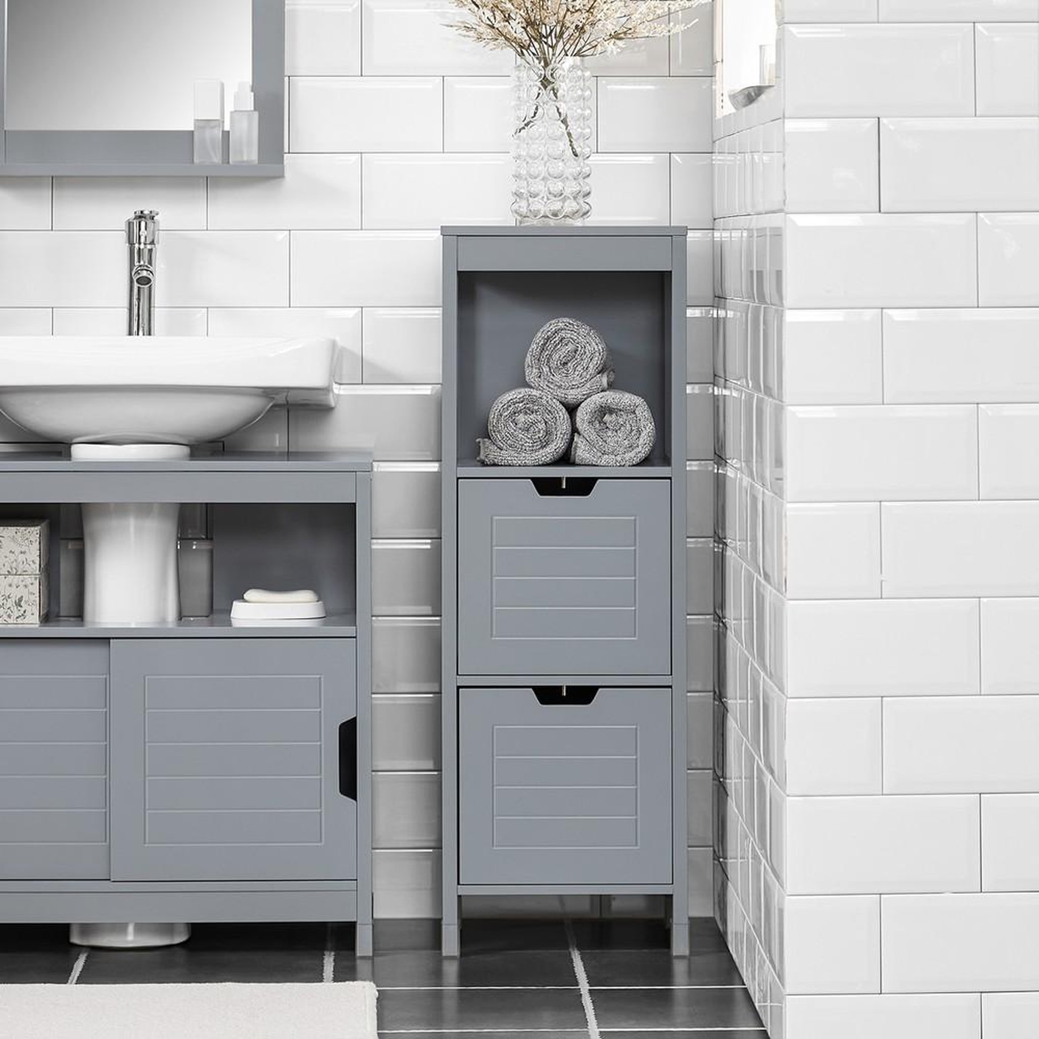Voir la diapositive 2 : SOBUY SoBuy - Meuble bas de salle de bain à deux tiroirs - Moderne - FRG127