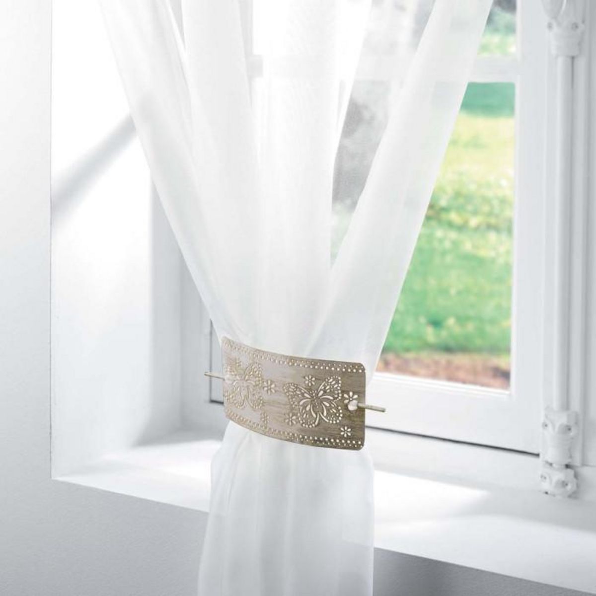 Paris Prix Embrasse de Rideau Broche  Epicea  17cm Blanc