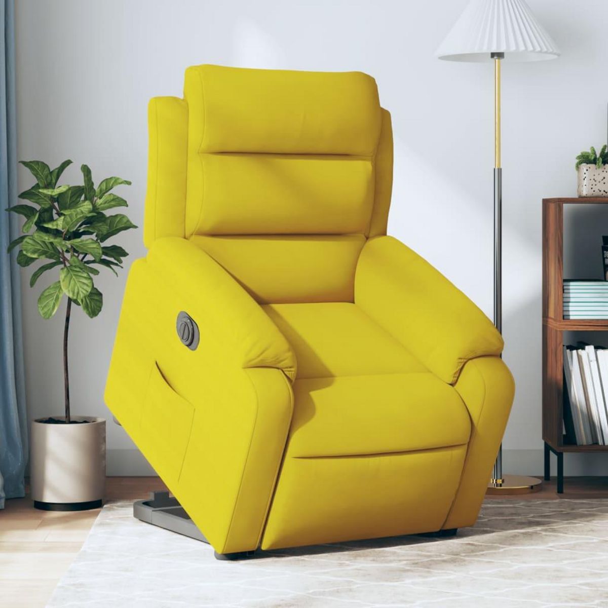 VIDAXL Fauteuil inclinable electrique jaune Velours
