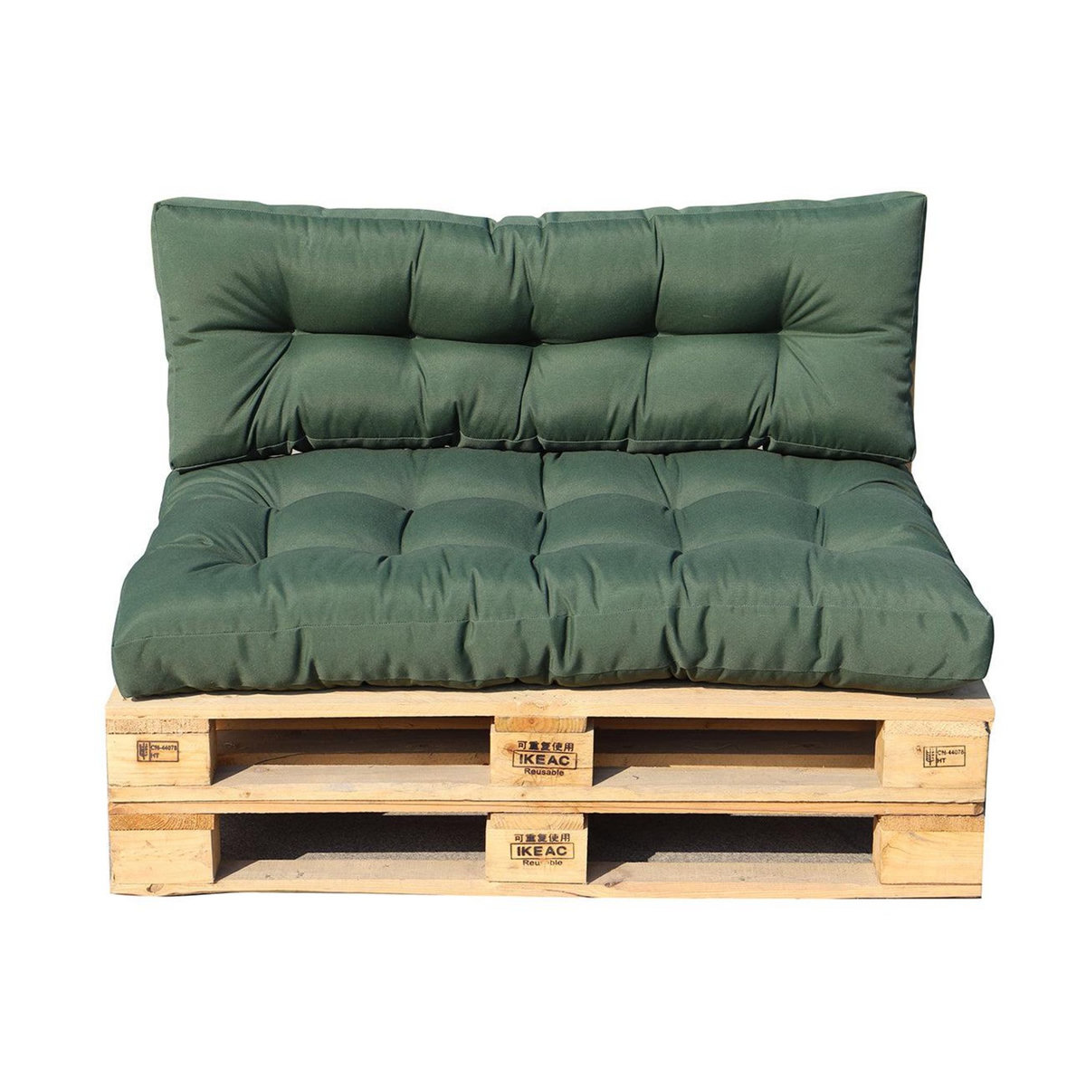 RED DECO Set 2 coussins palette d'extérieur RIOU Kaki Polyester 120 x 80 x 15 cm