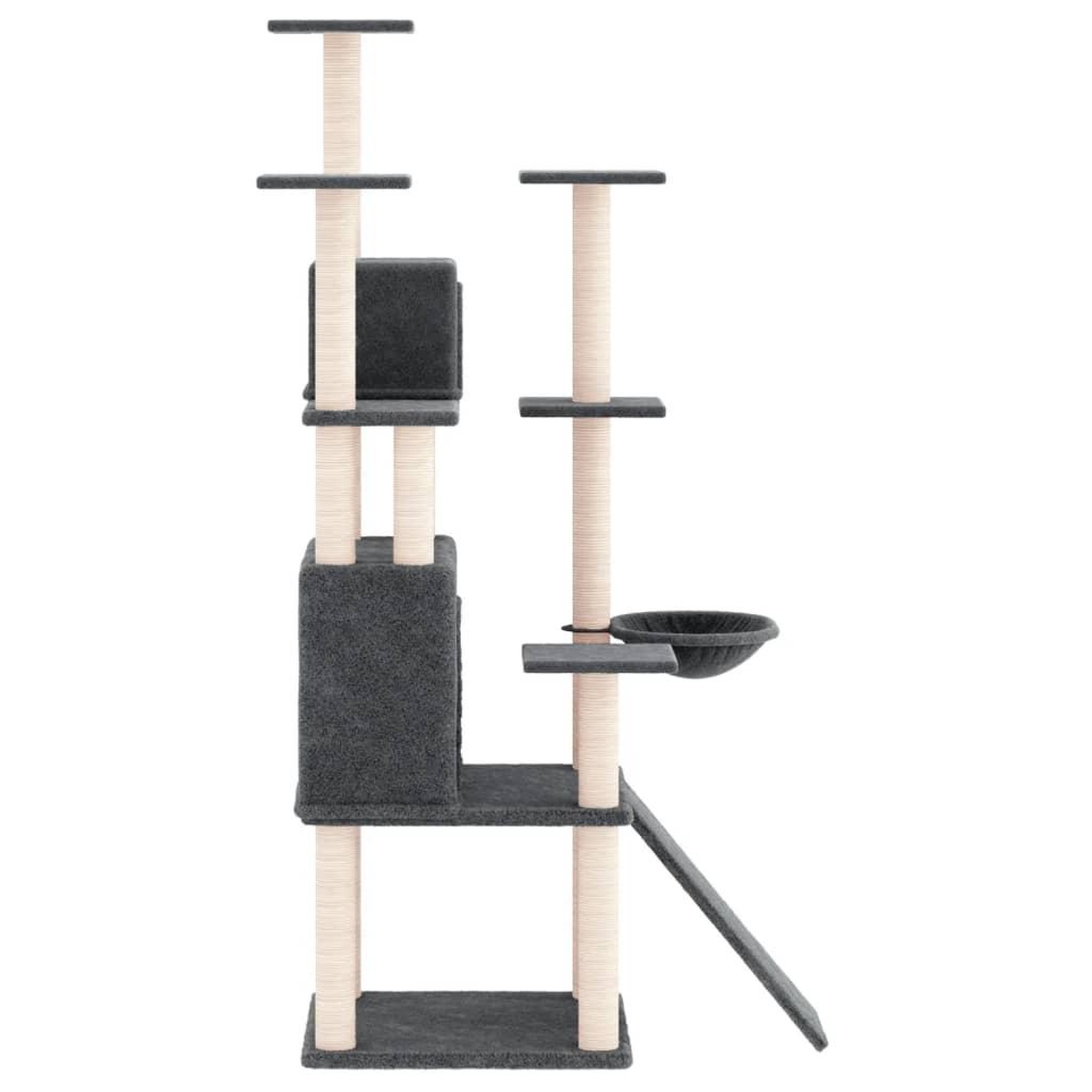 Voir la diapositive 4 : VIDAXL Arbre a chat avec griffoirs en sisal Gris fonce 154 cm