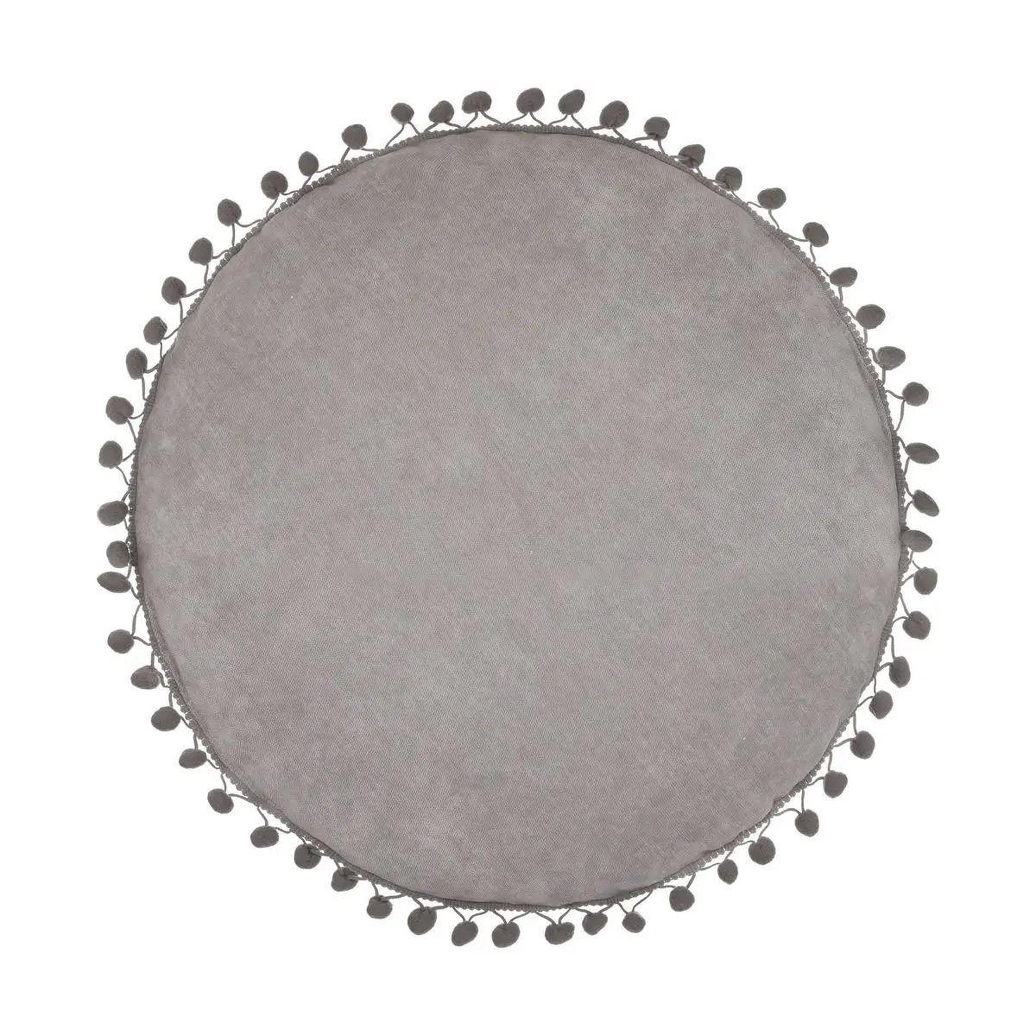 ATMOSPHERA Coussin déco  pompons  40cm gris clair