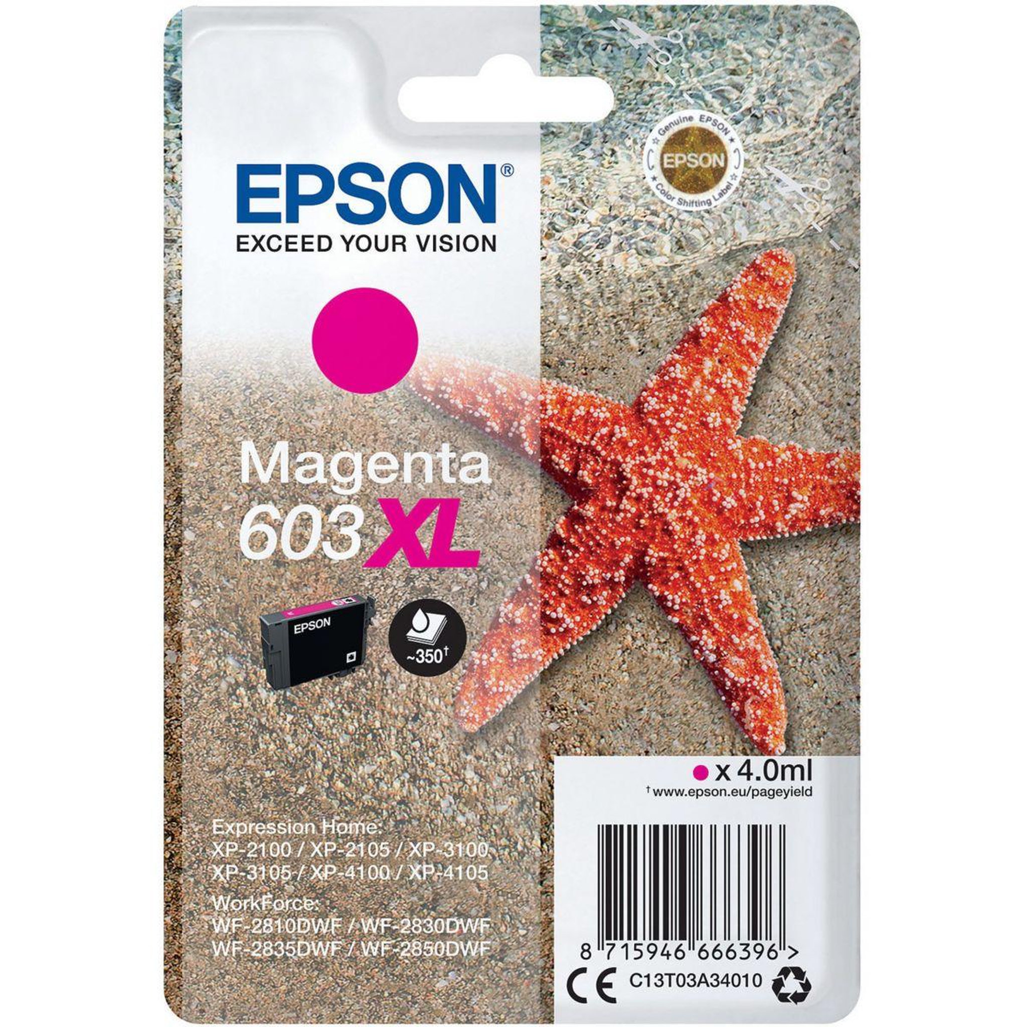 Epson Cartouche d'encre originale 603 xl haute capacité magenta - c13t03u34010
