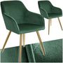 Voir la diapositive 1 : tectake Chaise rembourrée aspect velours vert foncé/or Lot de 2