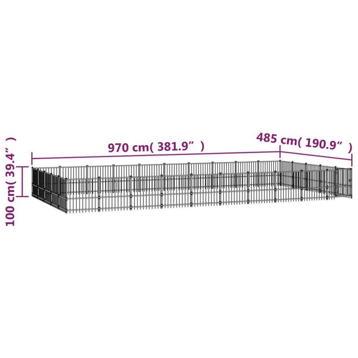 VIDAXL Chenil d'exterieur pour chiens Acier 47,05 m²