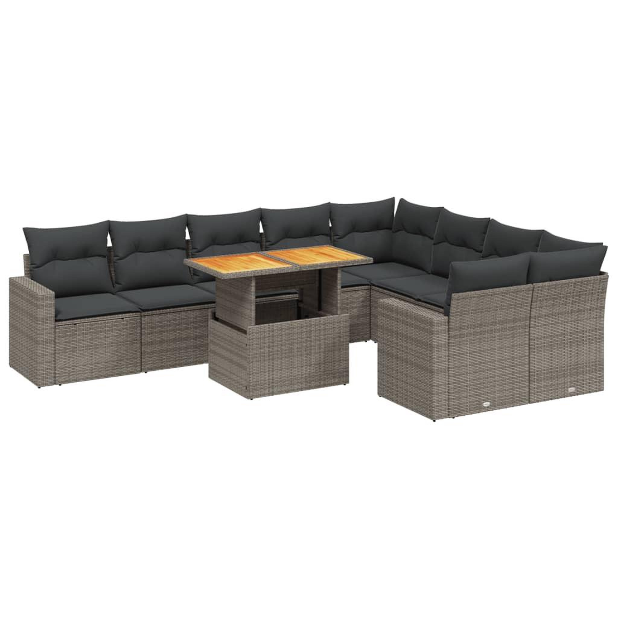 Voir la diapositive 2 : VIDAXL Salon de jardin avec coussins 10 pcs gris resine tressee