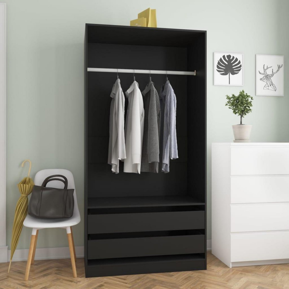 VIDAXL Garde-robe Noir 100x50x200 cm Bois d'ingenierie