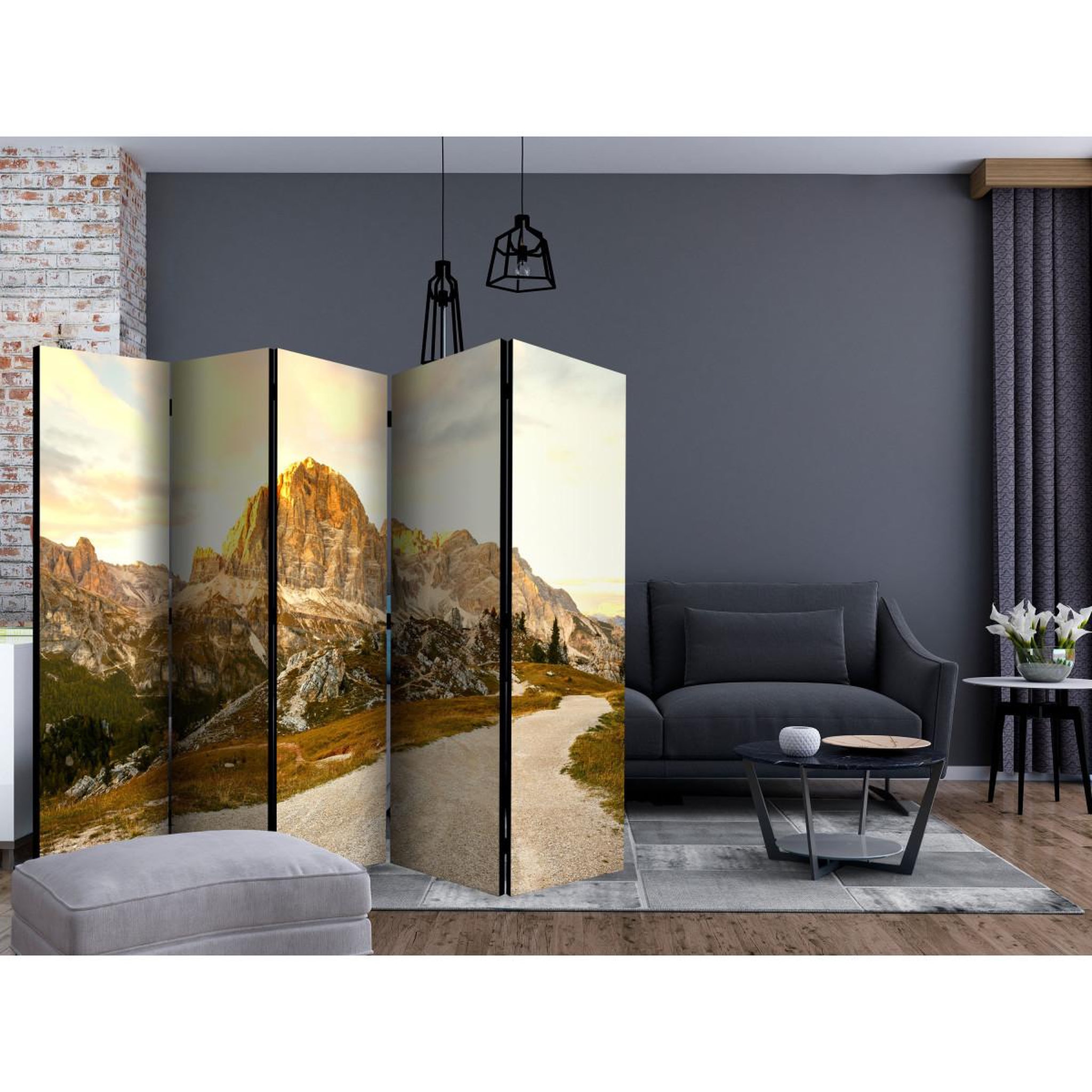 Voir la diapositive 2 : Paris Prix Paravent 5 volets  beautiful dolomites  172x225cm