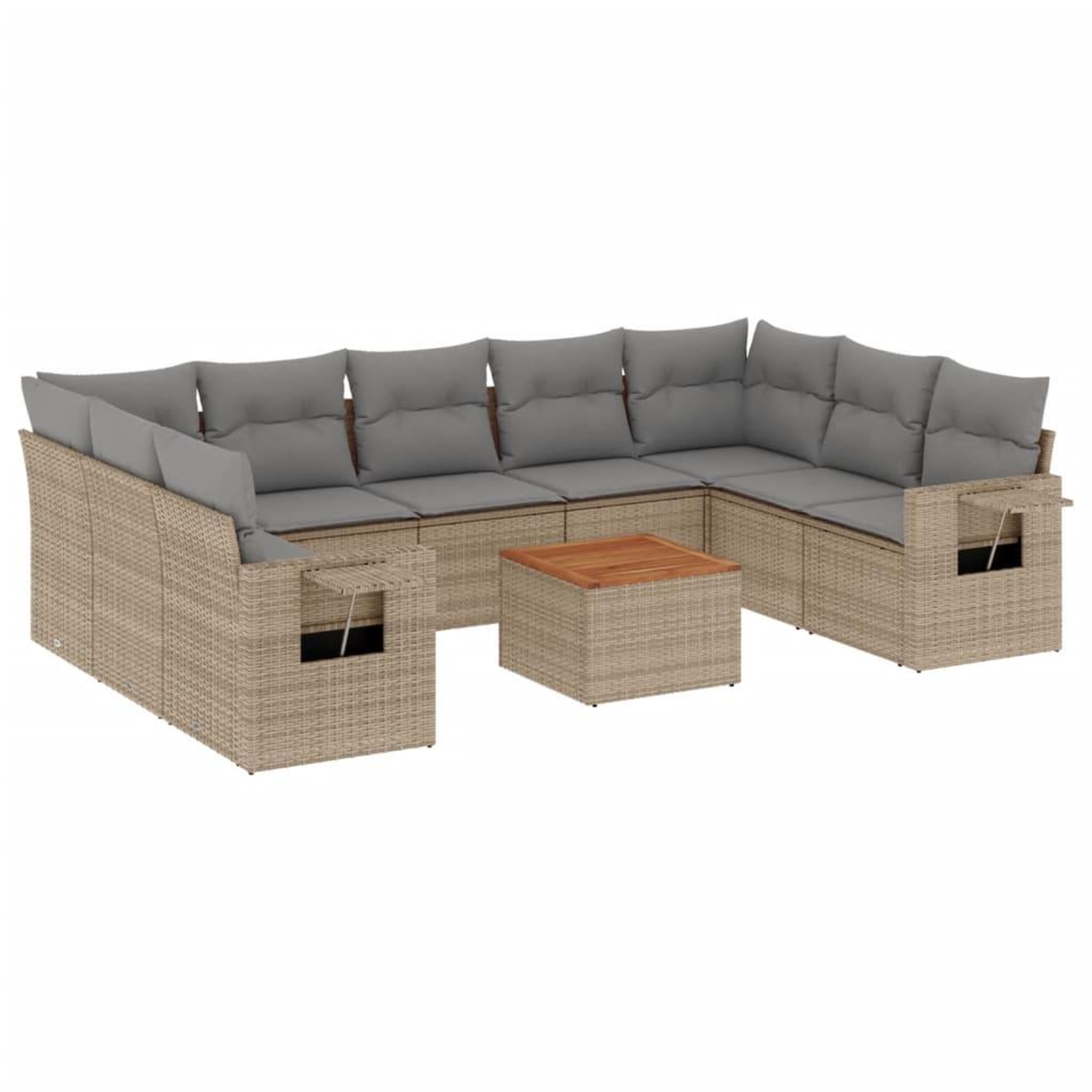 Voir la diapositive 2 : VIDAXL Salon de jardin avec coussins 10 pcs beige resine tressee