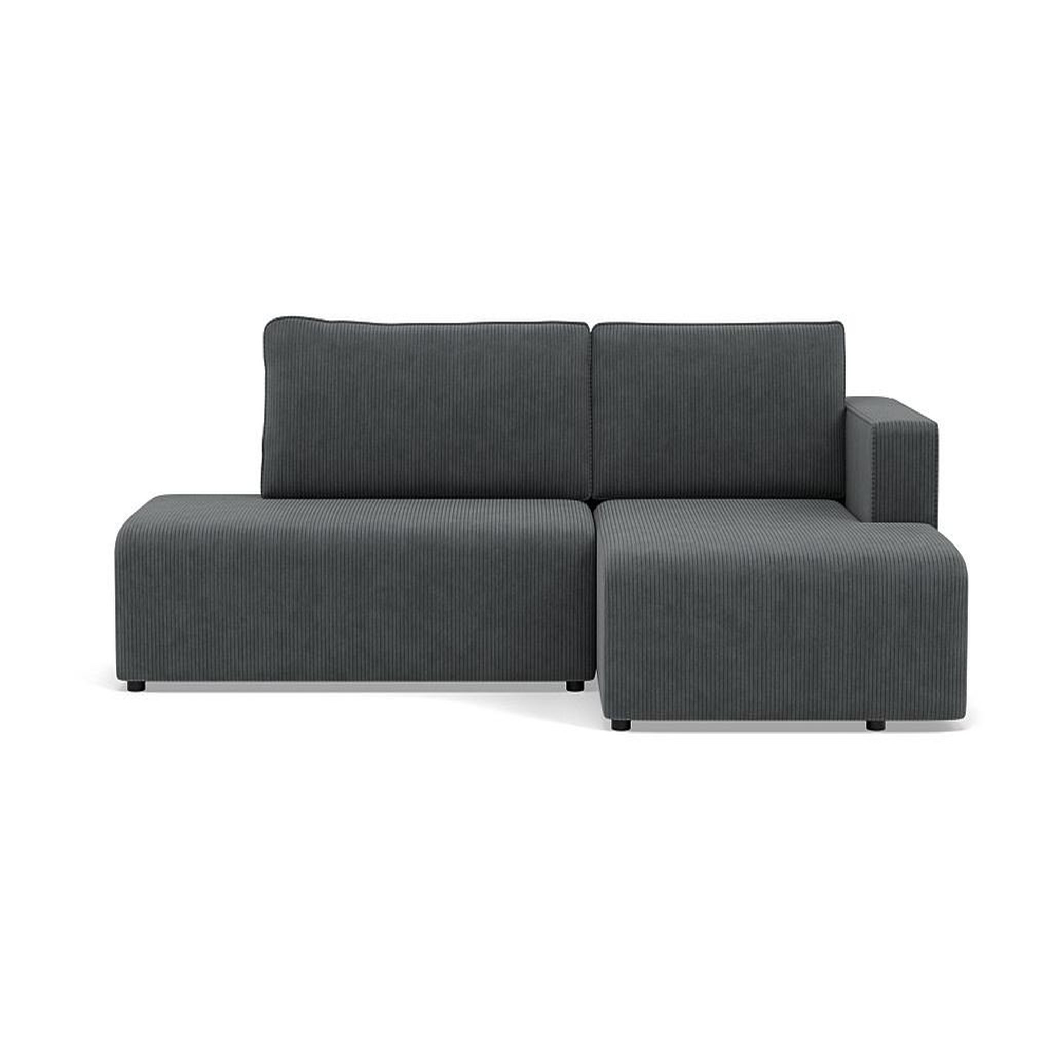 Voir la diapositive 1 : BEST MOBILIER Topaze - canapé d'angle droit 4 places convertible avec coffre en velours côtelé