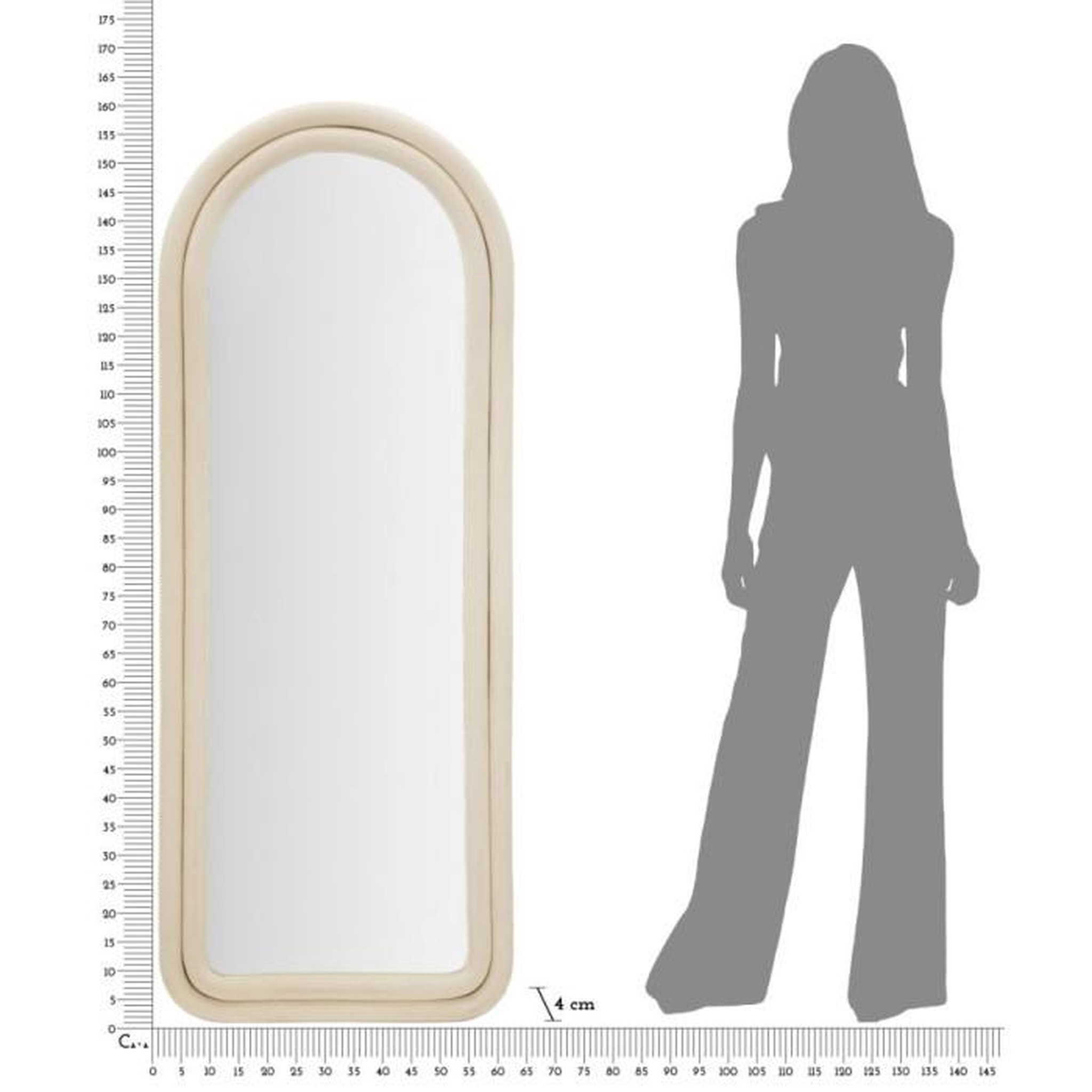 Voir la diapositive 6 : Paris Prix Miroir Mural en Velours  Chloé  160cm Crème