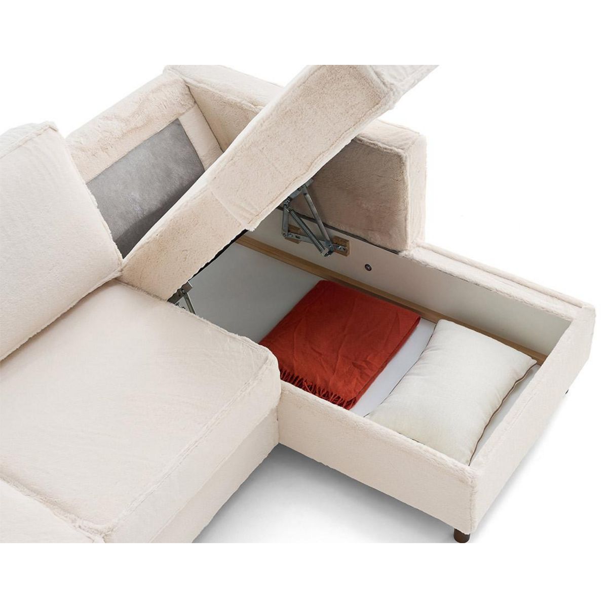 LISA DESIGN Jake - canapé d'angle droit 4 places convertible avec coffre en fausse fourrure