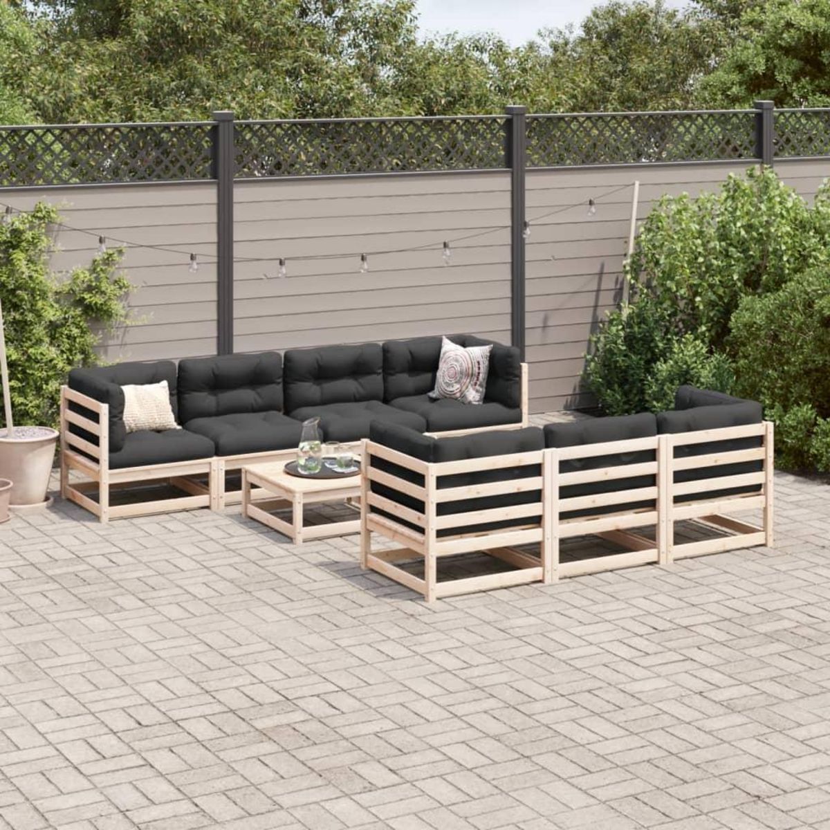 VIDAXL Salon de jardin 8 pcs avec coussins bois de pin massif