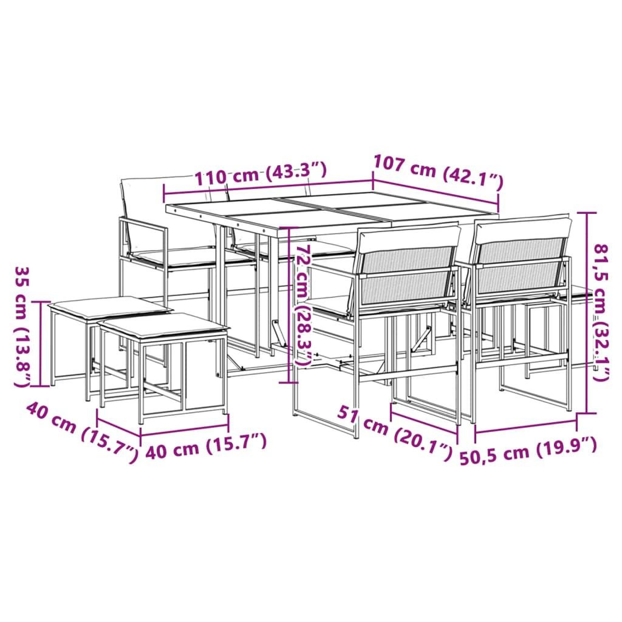 Voir la diapositive 6 : VIDAXL Ensemble a manger de jardin avec coussins 9 pcs blanc textilene