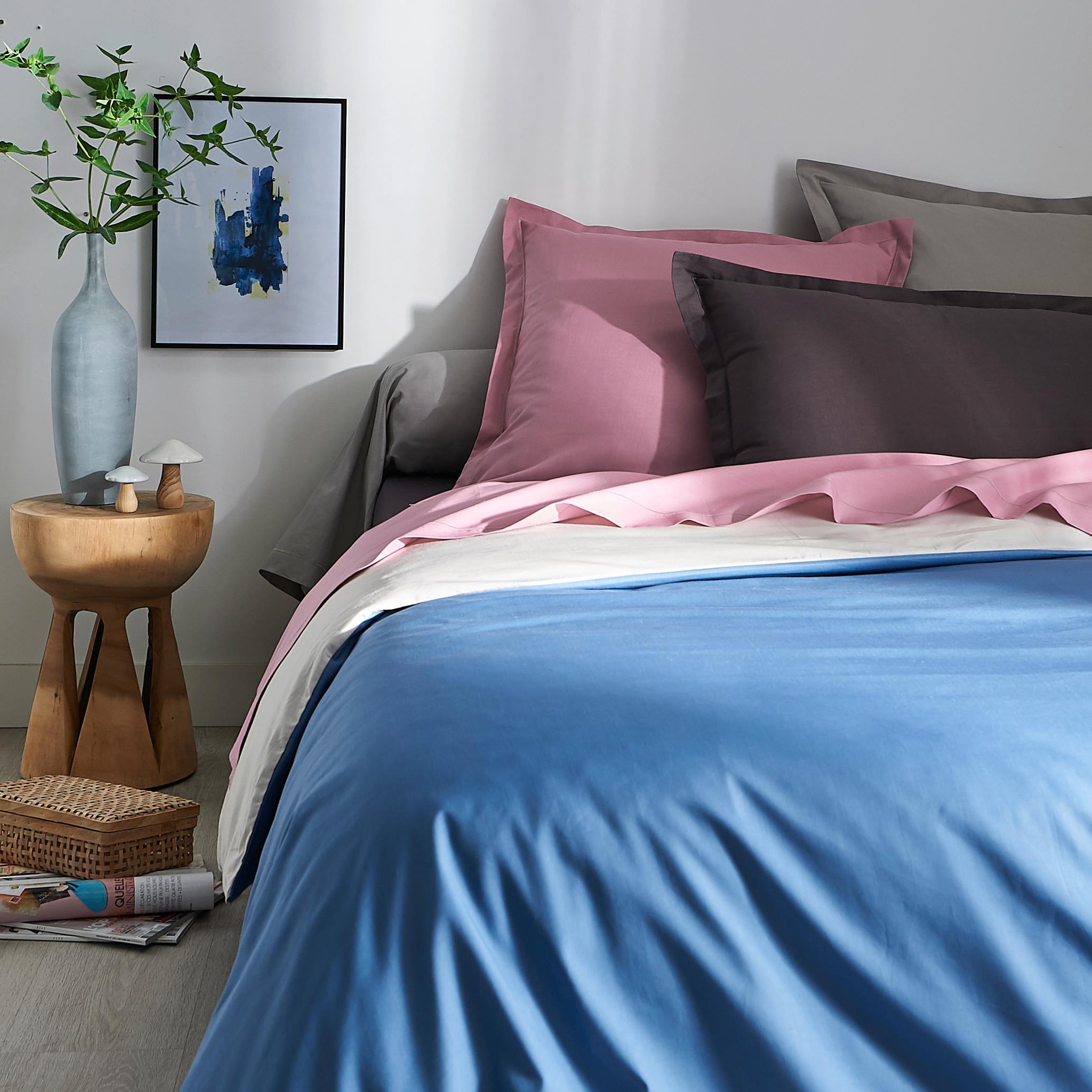 Voir la diapositive 2 : ACTUEL Housse de couette bicolore en coton 57 fils