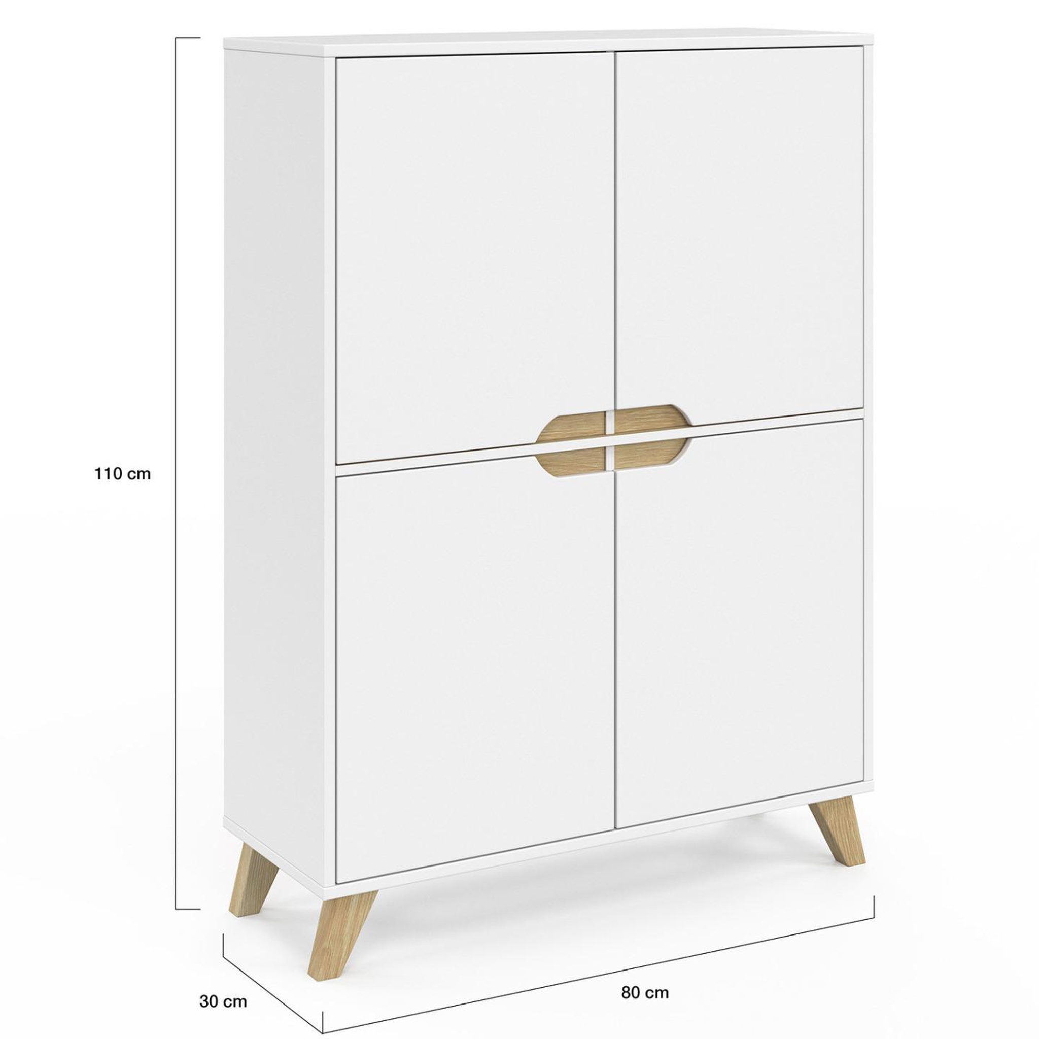 Voir la diapositive 4 : ID MARKET Meuble de rangement 4 portes helsinki scandinave blanc