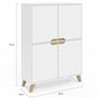 Voir la diapositive 4 : ID MARKET Meuble de rangement 4 portes HELSINKI scandinave blanc